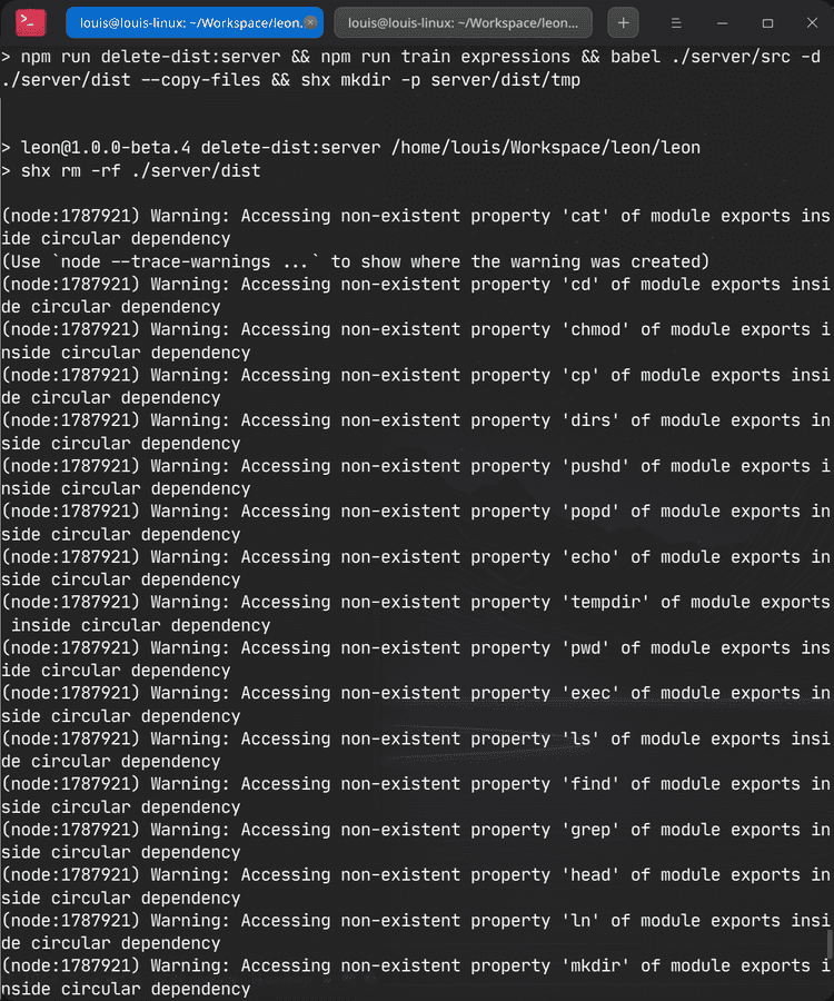 Node.js warnings