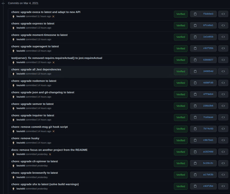 Dependency commits